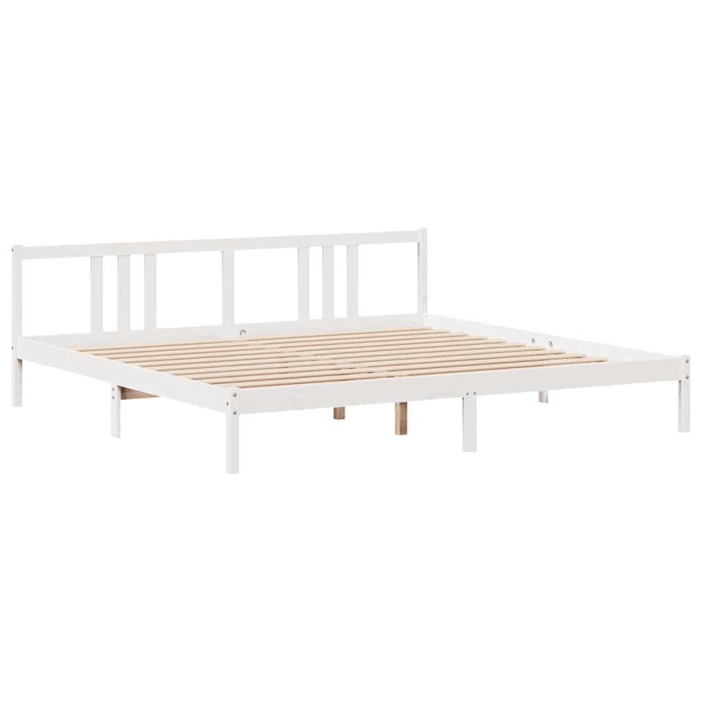 Bed Frame with Headboard without Mattress White 200x200 cm